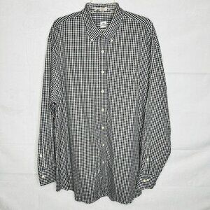 Peter Millar Nanoluxe Gingham Long Sleeve Button-Up Shirt Sz XXL Black White